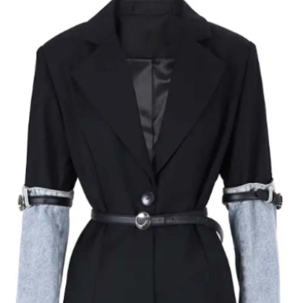 Black and denim trench